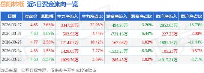 岳阳林纸游资资金流向_岳阳林纸股票历史交易数据_岳阳林纸主力资金流向